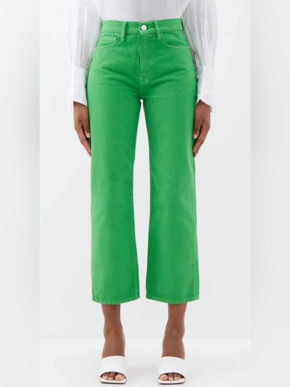 FRAME Le Jane Crop Jeans Straight Cropped Ankle Cotton in GARDEN GREEN Size 24